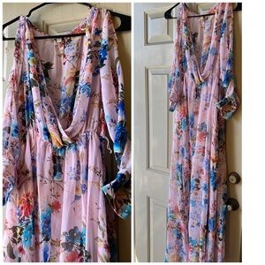 Pink floral maxi dress